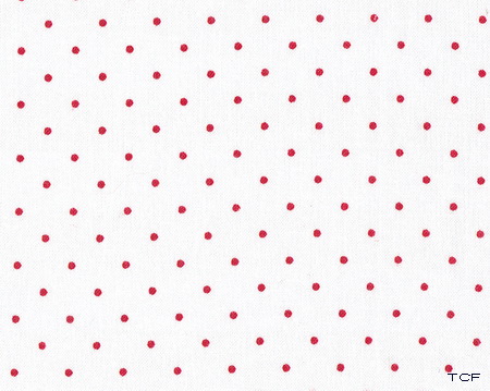 Bright Red Dots White Fabric